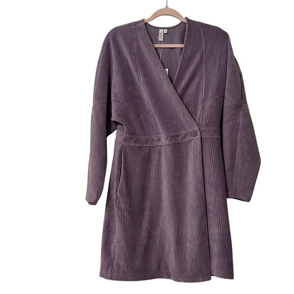 & Other Stories Light Purple Soft Corduroy Long Sleeve Mini Wrap Dress Medium - Picture 3 of 7